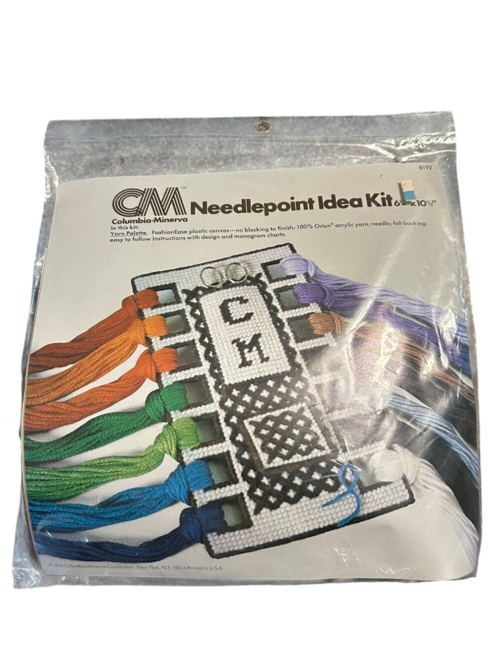 Columbia-Minerva Needlepoint Idea Kit 6.5" X 10.5" With Yarn Plastic Canvas & In